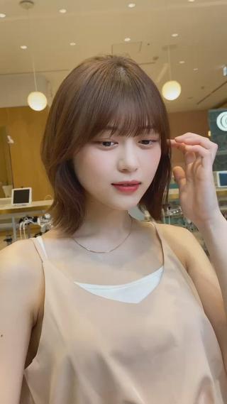 ミディアム カラー パーマ ヘアアレンジ 小野寺瑞希 /最小顔カットのヘアスタイル