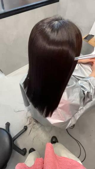 セミロング 縮毛矯正/透明感 グレージュ/辻部雅人のヘアスタイル