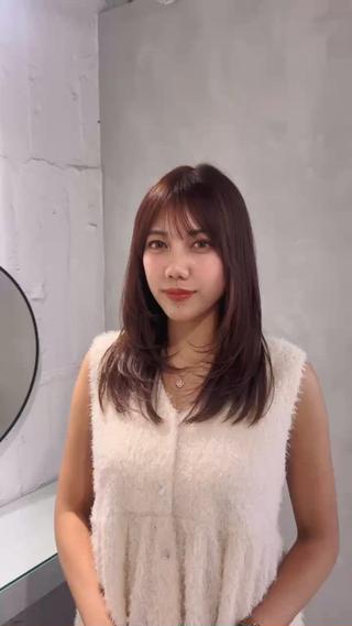 セミロング ハイライト／レイヤー 木下翔太のヘアスタイル