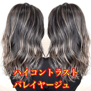 セミロング カラー 縮毛/レイヤー 韓国/橋口のヘアスタイル