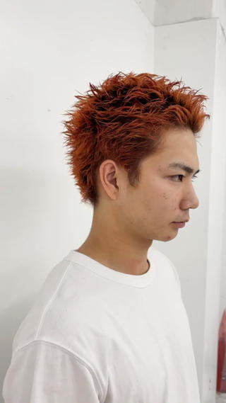 カラー メンズ スパイキーパーマ 柏NO1 藤本葉のヘアスタイル