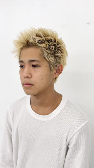 メンズ スパイキーパーマ 柏NO1 藤本葉のヘアスタイル