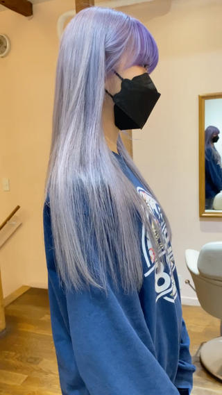 前髪にパープル 