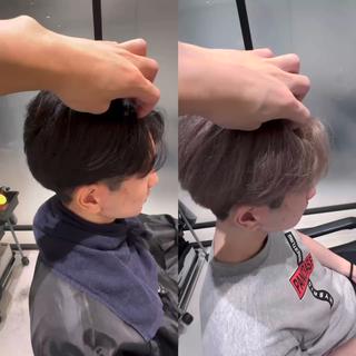 ショート カラー メンズ SALOWIN横浜店所属・韓国パーマ/横浜 メンズブリーチのヘアスタイル
