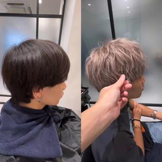ショート カラー メンズ SALOWIN横浜店所属・韓国パーマ/横浜 メンズブリーチのヘアスタイル