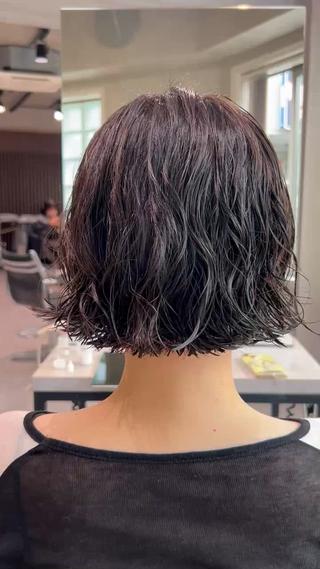ミディアム カラー パーマ ayano🍒パーマ 暖色カラーのヘアスタイル