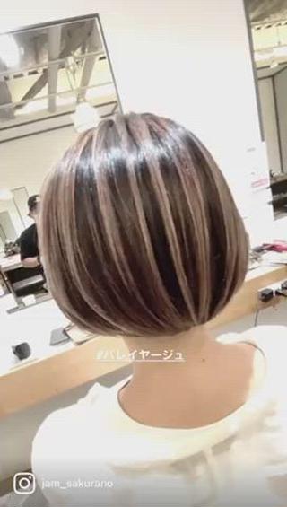 ショート ハイライトバレイヤー ジュ＆縮毛矯正✨櫻野のヘアスタイル