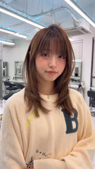セミロング 💖韓国×王道 ハイトーン💖のヘアスタイル