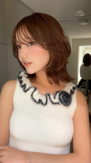 ミディアム カラー 小顔ボブ jilblanカホのヘアスタイル
