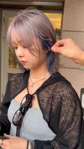 ショート カラー グレージュ× ボブ× ハイトーン　前田隆太のヘアスタイル