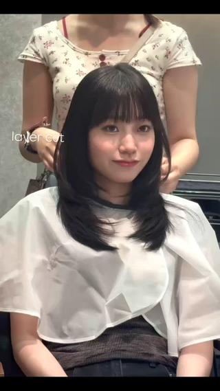 韓国オンニになれるミディアムレイヤーカット

８月はmacaron仙台店出勤です 