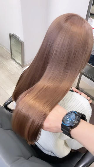 セミロング カラー 髪質改善/縮毛矯正 /美髪カラー/こてのヘアスタイル