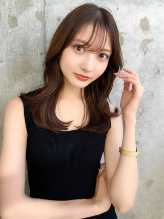 セミロング カラー 新宿/韓国風レイヤー 髪質改善/渋谷直樹のヘアスタイル