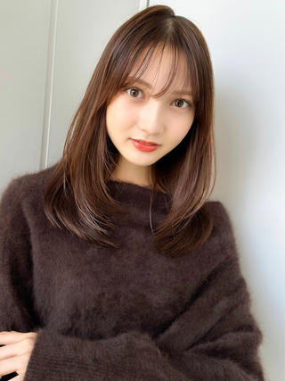 セミロング カラー 新宿/韓国風レイヤー 髪質改善/渋谷直樹のヘアスタイル