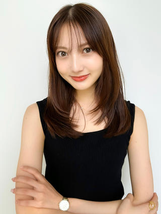 セミロング カラー 新宿/韓国風レイヤー 髪質改善/渋谷直樹のヘアスタイル