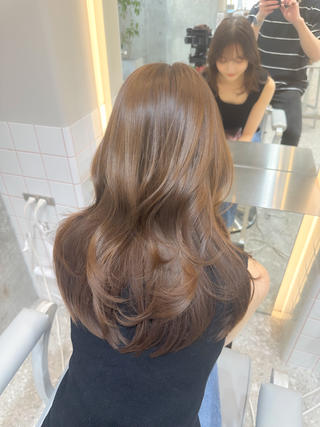 セミロング カラー 新宿/韓国風レイヤー 髪質改善/渋谷直樹のヘアスタイル