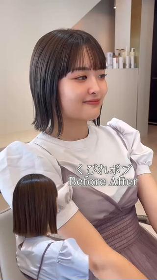 ミディアム ボブ顔周り 韓国遠藤小雪のヘアスタイル