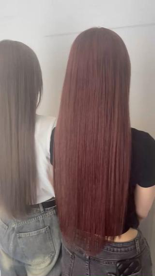 ロング カラー 透けるやわらか艶髪♡ ナチュラルストレートのヘアスタイル