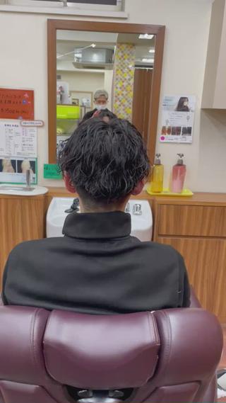 ミディアム パーマ メンズ メンズパーマ 赤司 泰樹のヘアスタイル