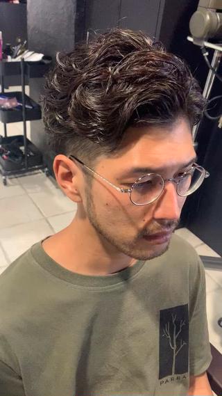 ミディアム メンズ メンズパーマ/難波/ 心斎橋　室園亮佑のヘアスタイル