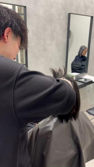 ロング ブリーチ縮毛矯正 ハイライト/Yutoのヘアスタイル