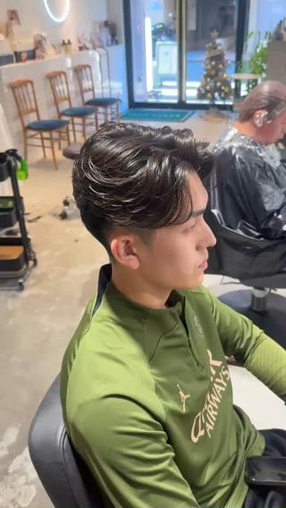 メンズカット　メンズパーマ　カットパーマ　センターパート　ニュアンスセンターパート　ニュアンスパーマ　毛流れパーマ　韓国　韓国ヘア　フェザーパーマ　ショートセンターパート 