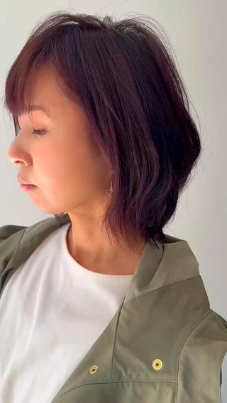 ミディアム カラー パーマ CoReまぁくん 癖毛お悩み専門のヘアスタイル