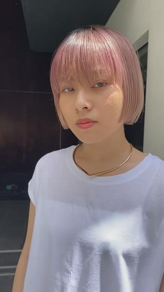 #ミニボブ
#ピンクベージュ 