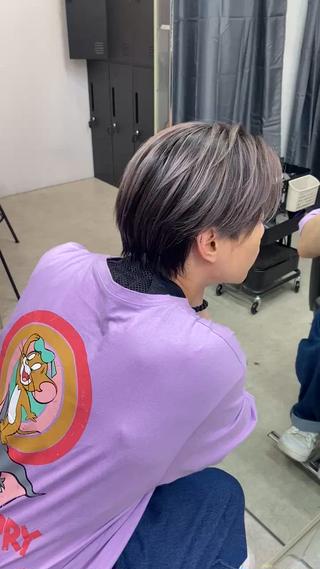 ショート メンズ ハイライト、レイヤー カット/西梅田/中西のヘアスタイル