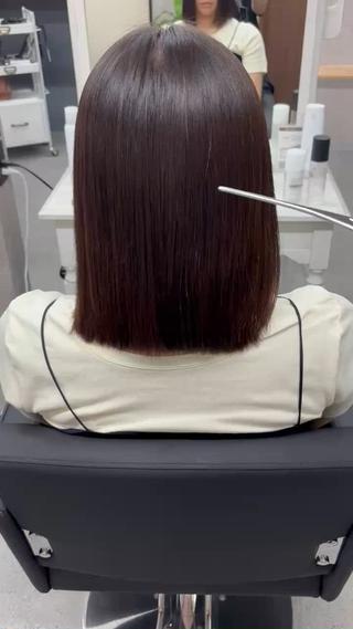 ミディアム ulu by dot.所属・かがみはやと 髪質改善/縮毛矯正のヘアスタイル