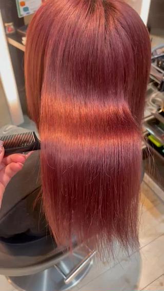 ミディアム カラー 縮毛矯正/カット/ 韓国ヘア/蛯原🍤のヘアスタイル