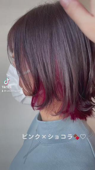 ショート カラー ボブウルフ／ボブ Satsuki【名駅のヘアスタイル