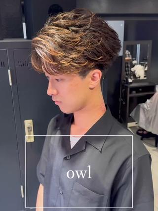 ショート パーマ メンズ メンズ特化 美容師✨ アメ村 堀江颯瑛のヘアスタイル