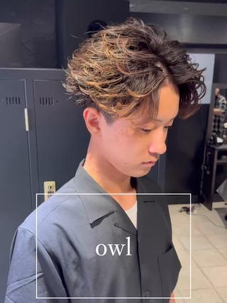 ショート パーマ メンズ メンズ特化 美容師✨ アメ村 堀江颯瑛のヘアスタイル