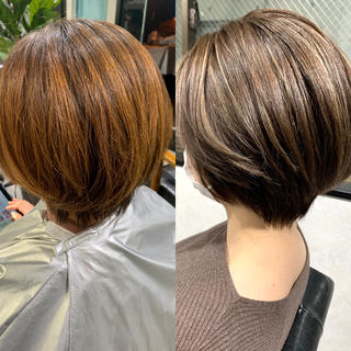 ショート カラー 岡崎勇人/レイヤー/ 韓国/ケラチンTRのヘアスタイル