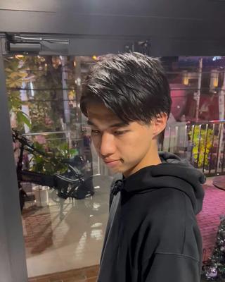 ショート パーマ メンズ 難波/メンズウルフ・ フェザーパーマ鶴田文のヘアスタイル