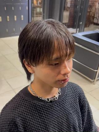 パーマ メンズ 難波/メンズウルフ・ フェザーパーマ鶴田文のヘアスタイル