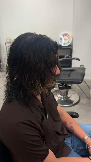 ミディアム パーマ メンズ 小川 廉太朗のヘアスタイル