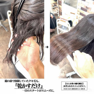 ロング カラー パーマ スパークヘア所属・大人女性の縮毛矯正/ お手入れ簡単/馬渕樹のヘアスタイル