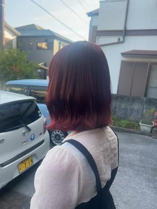 切りっぱなしボブ  ブラウンボルドー 
