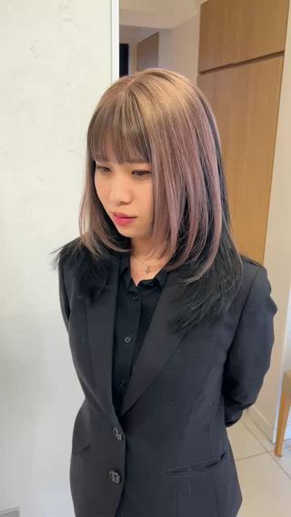 ミルクティー×ブラックでアンブレラカラー 