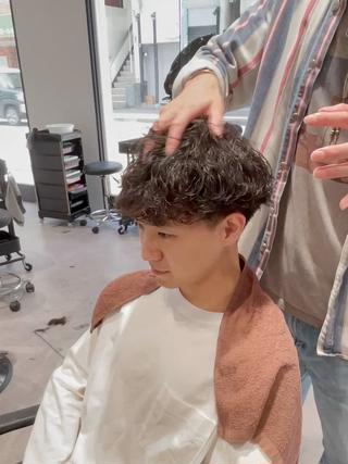 王道マッシュに波巻きスパイラル
タオルドライ後の仕上がりです