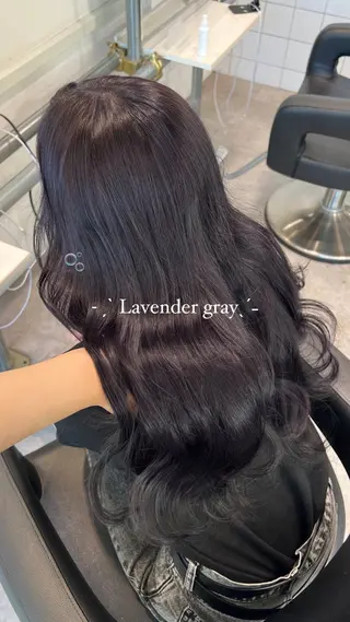 ロング カラー 暗髪🩶ラベンダー/ ブルー/ユウナ🤍のヘアスタイル