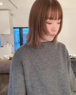 ミディアム カラー お洒落ベージュ🤎 代官山shibukiのヘアスタイル