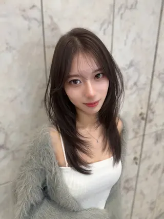 ミディアム カラー 新宿/韓国レイヤー 髪質改善カラー/角所のヘアスタイル