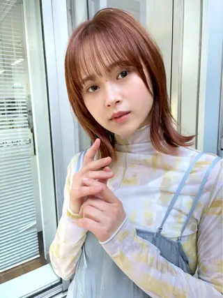 ミディアム パーマ 結べるレイヤーボブ くびれLady表参道のヘアスタイル