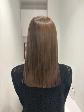 セミロング リン🔔ボブ cut ベージュカラー🤎のヘアスタイル