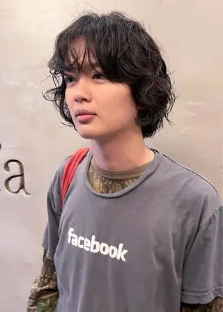 ミディアム パーマ メンズ 小川 光のヘアスタイル