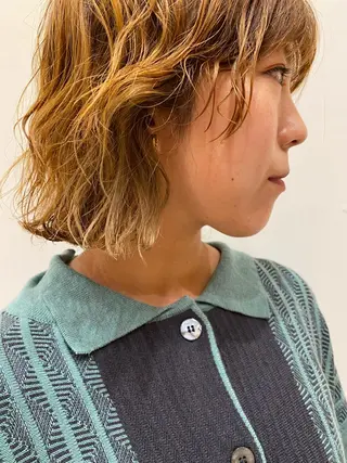 パーマ 🌻おおとみはな/ ボブ/Wカラー🌻のヘアスタイル