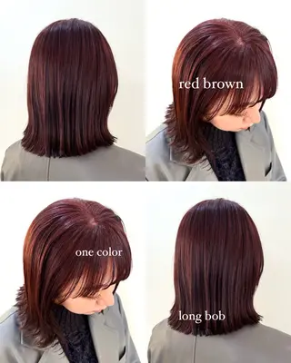 ミディアム カラー yuuka/ボブ/ダ ブルカラー/髪質改善のヘアスタイル